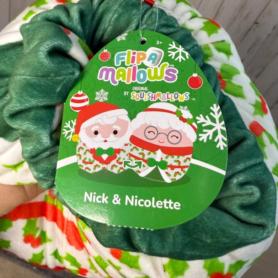 NWT Squishmallows Nick & Nicolette Flipamallow Holiday Plush Toy Medium