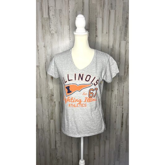 University of Illinois Fighting illini Women's Medium Gray Short Sleeve T-Shirt