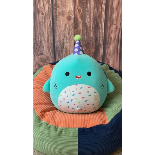 NWT Squishmallows Sharon Party Shark Plush Confetti Belly 10 in