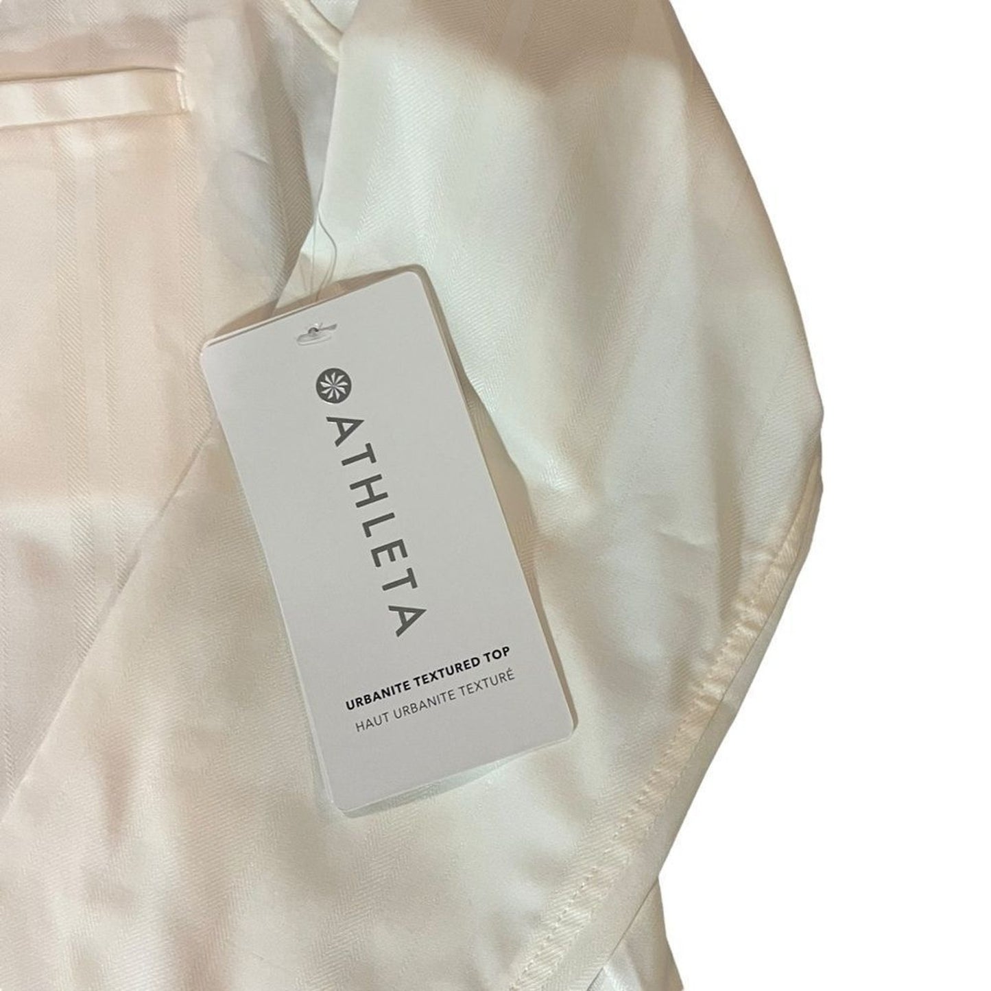 NWT Athleta Urbanite Textured Top Womens XS Ivory Button Front Long Sleeve