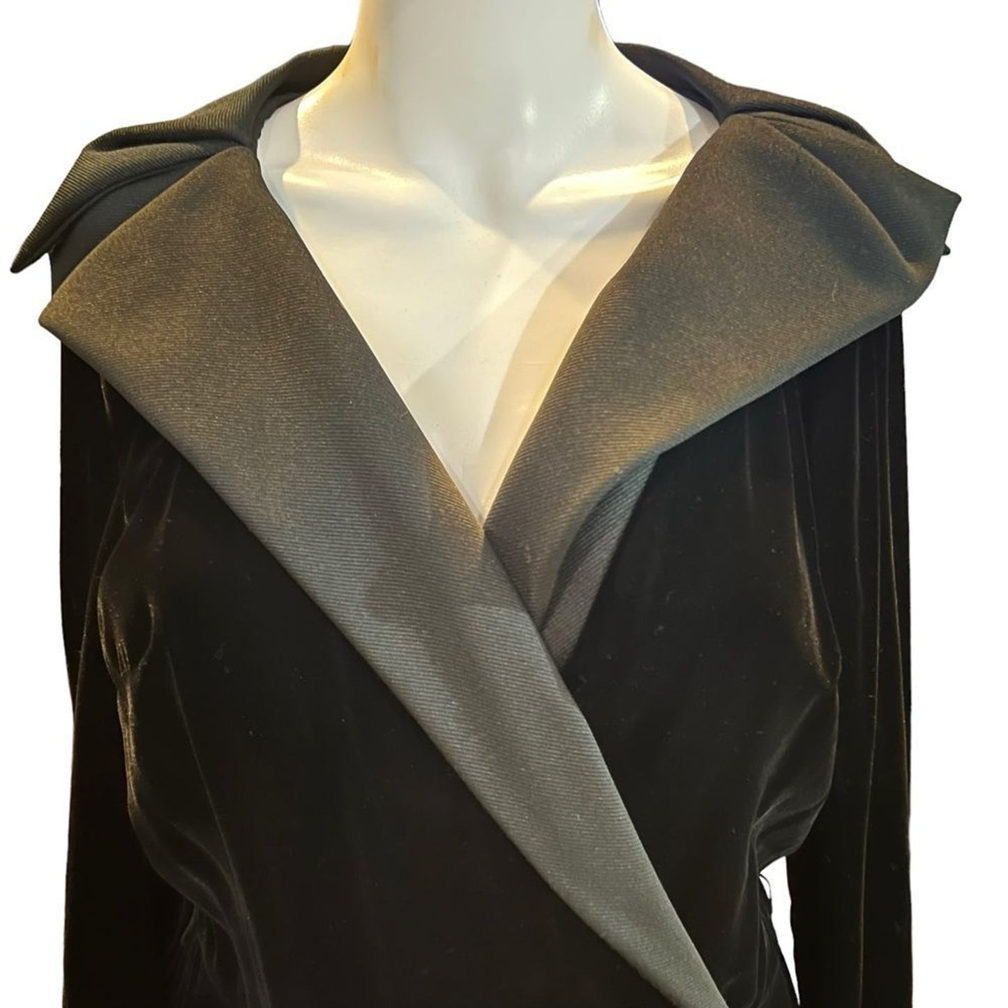 Abe Schrader Coat Womens Size 4 Black Long Wrap Overcoat Velvet Shawl
