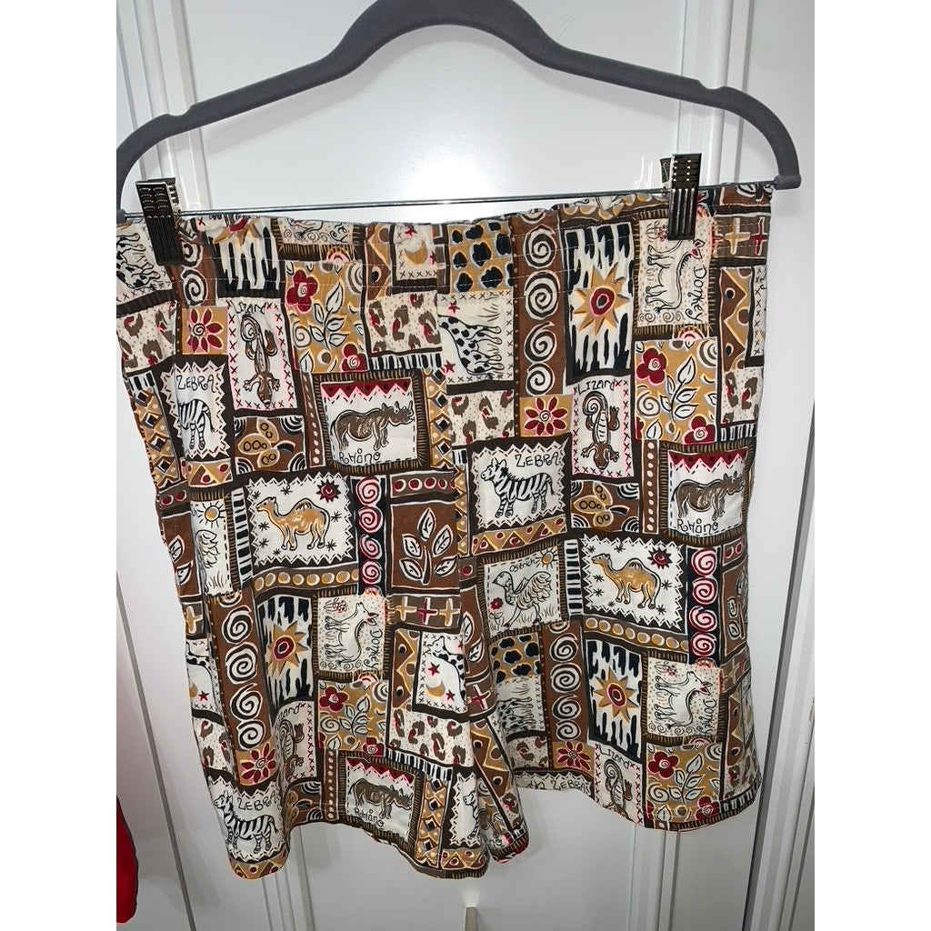 Women's Medium Shorts 2 Piece Set Geranium Red & Animal Print Casual