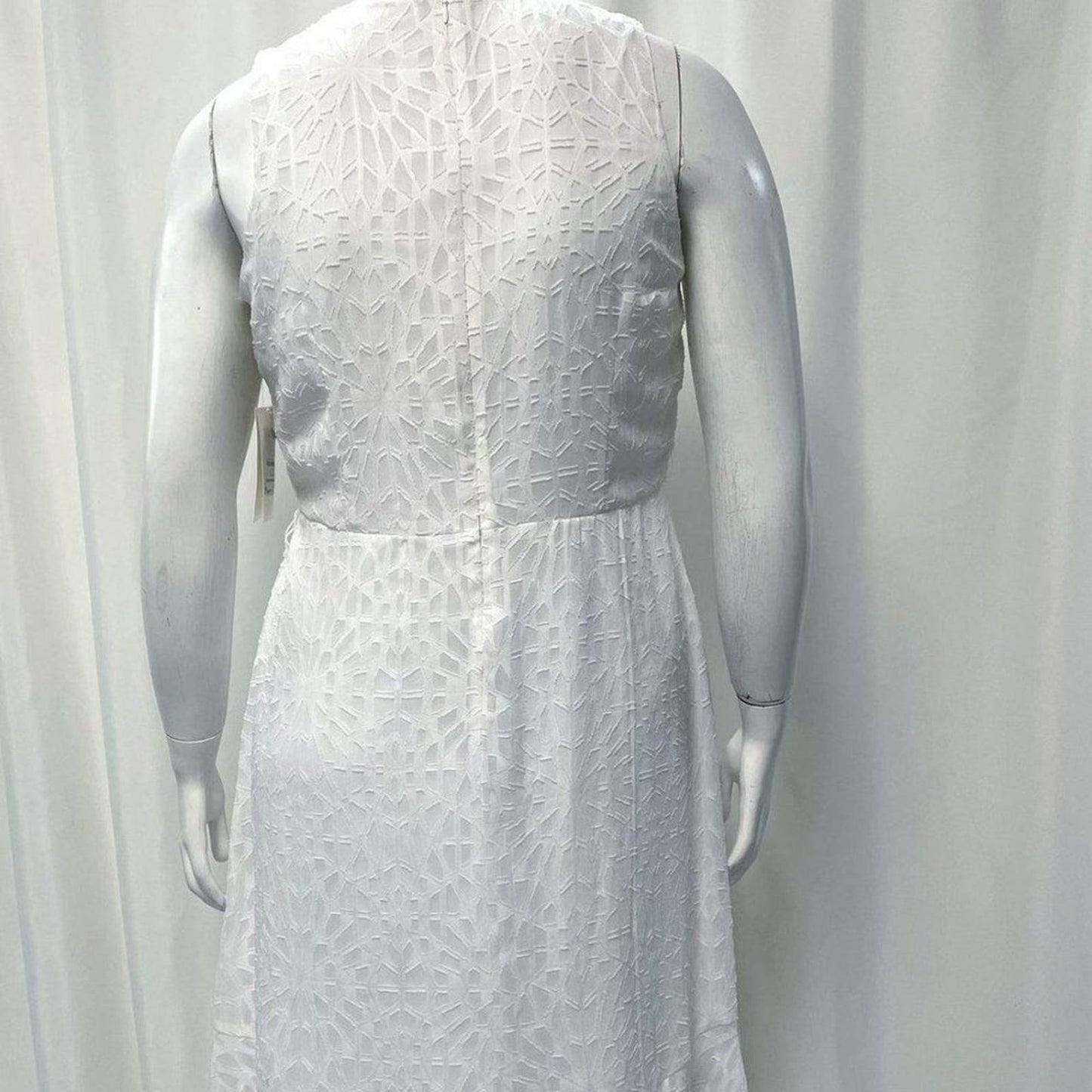 NWT Hugo Boss White High Low Hem Deep V Neck Dress Women's Size 10