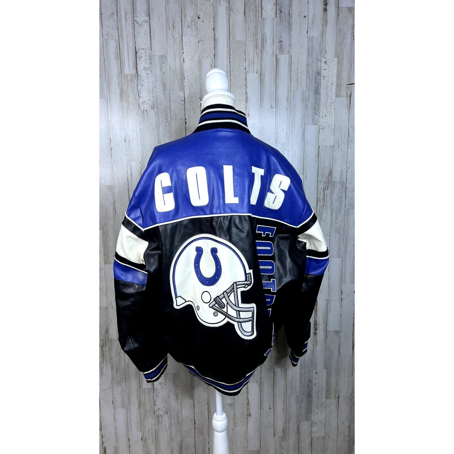 Indianapolis Colts Men's XL Black Leather Bomber Jacket NFL Official Merchandise