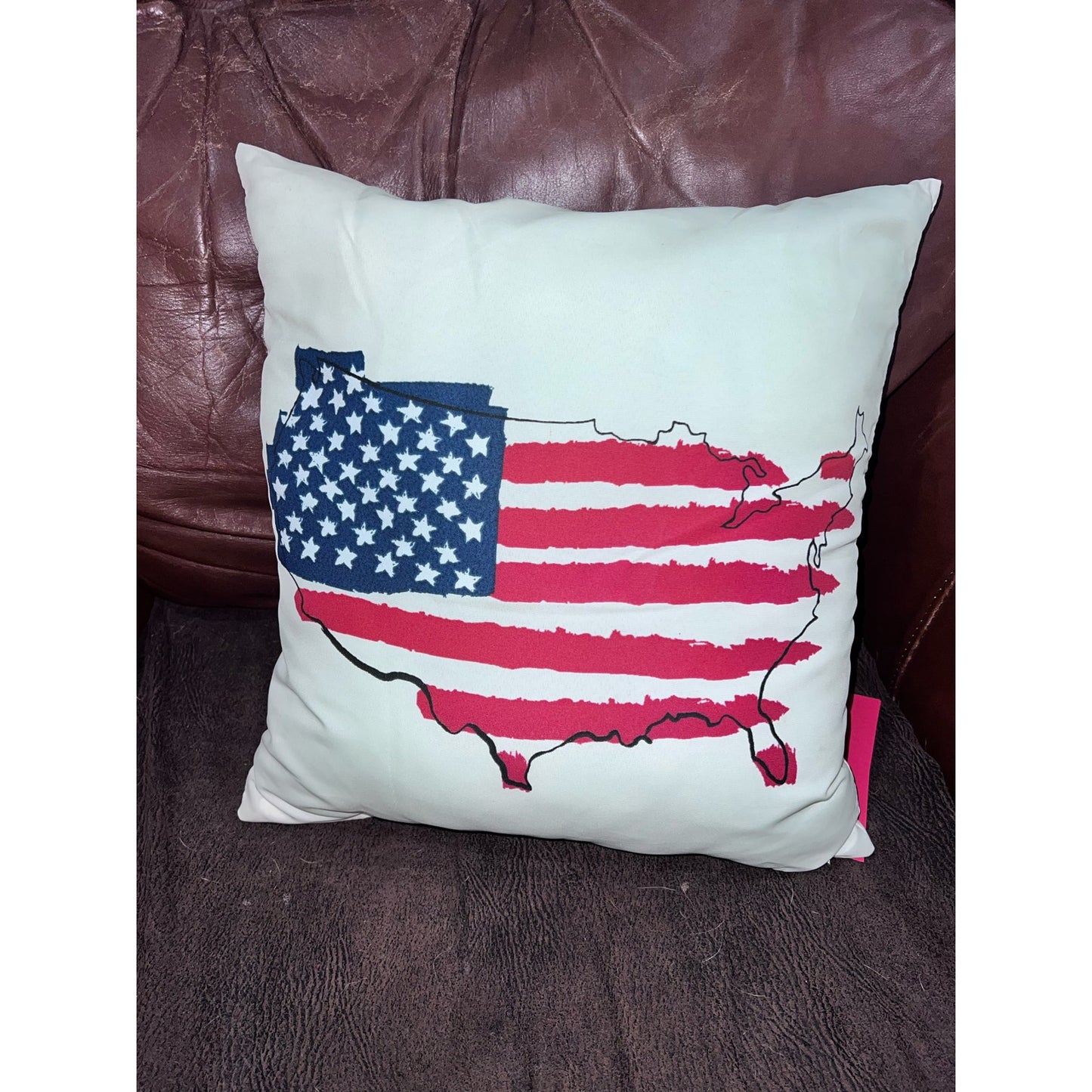 Patriotic USA Map Throw Pillow Cover Multicolor