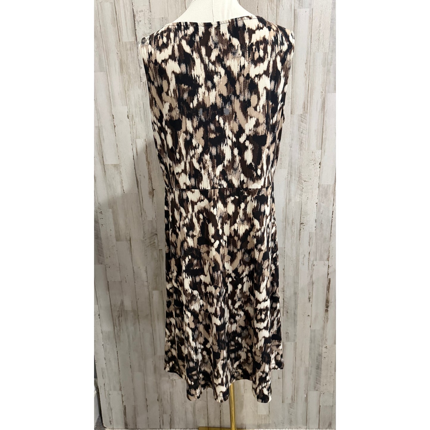 212 Collection Dress Womens Medium Cowl Neck Brown Black Abstract Animal Print