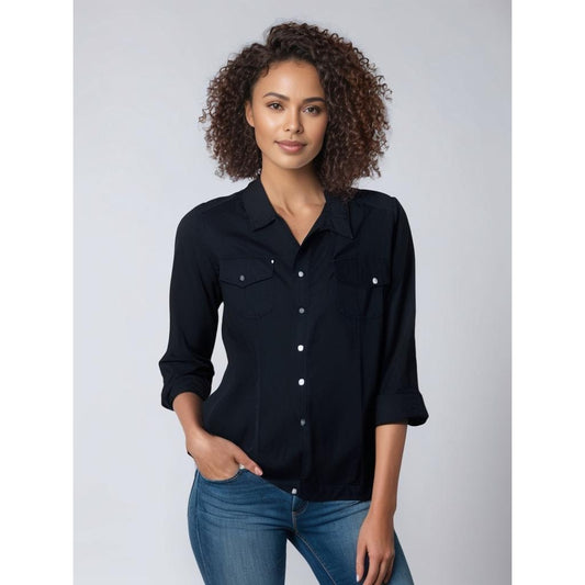 Liz Claiborne Women's Petite Large Black Long Sleeve Button-Up Jacket