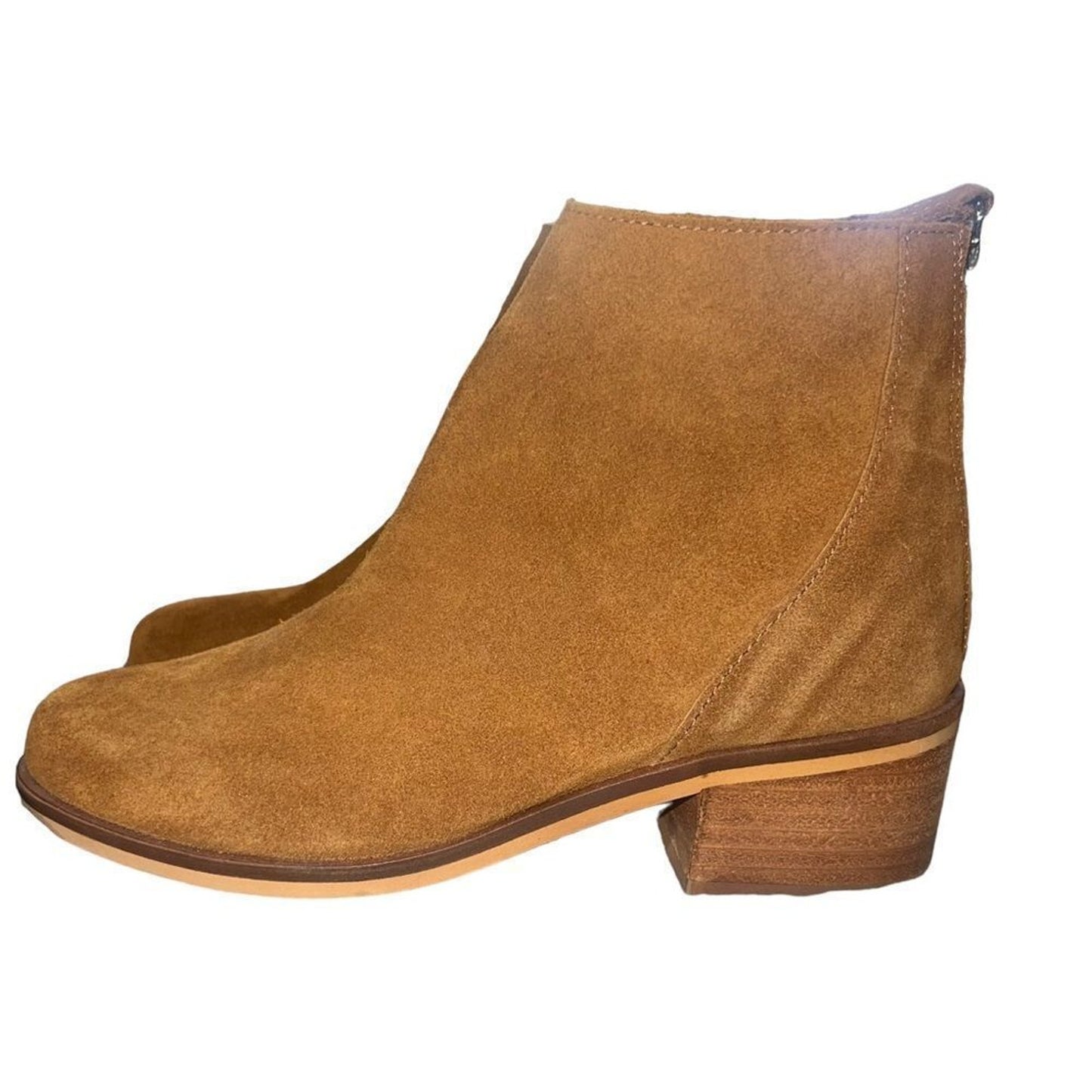 NWOT Steve Madden Legally Ankle Booties Womens 5.5 Brown Back Zip Block Heel