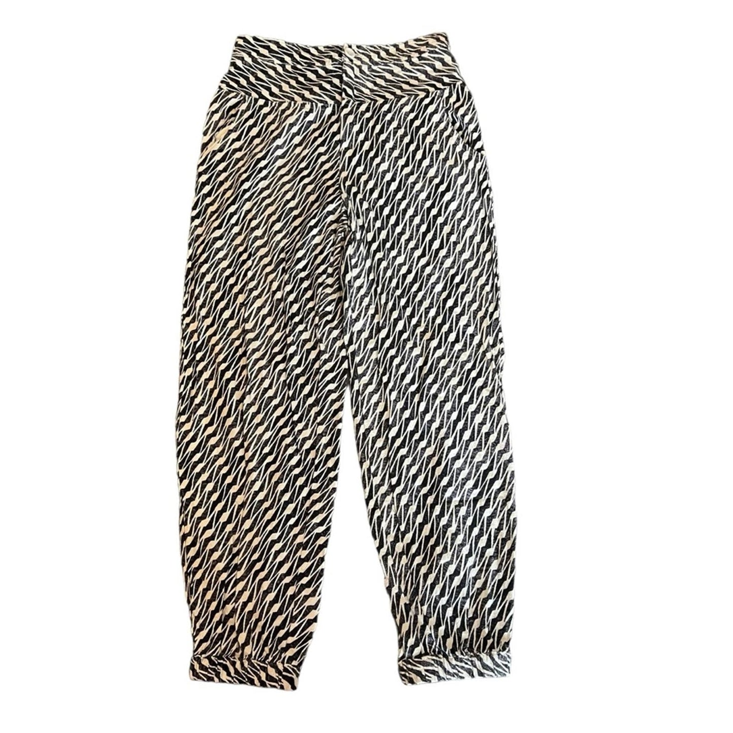 Anthropologie Black & White Printed Joggers Size 0