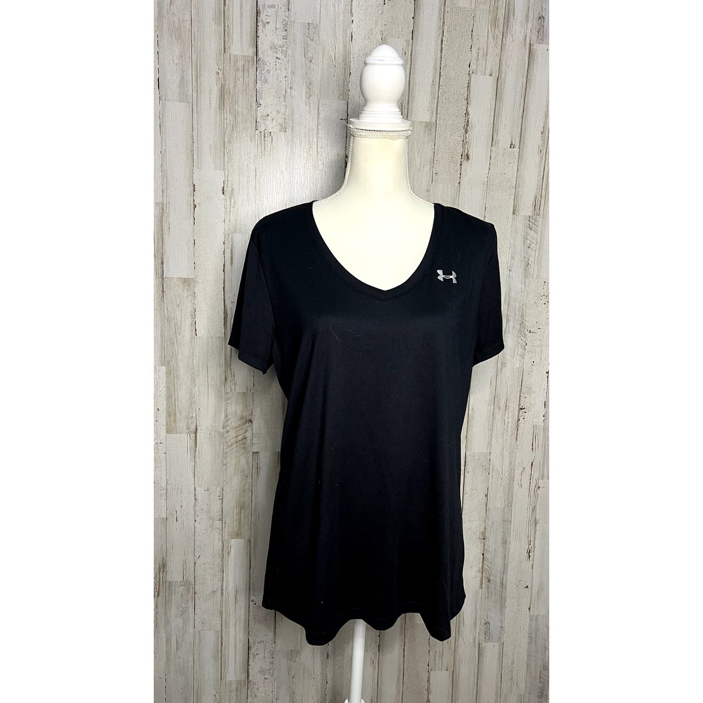 Under Armour Women's V-Neck Short Sleeve T-Shirt Black Size Large Casual