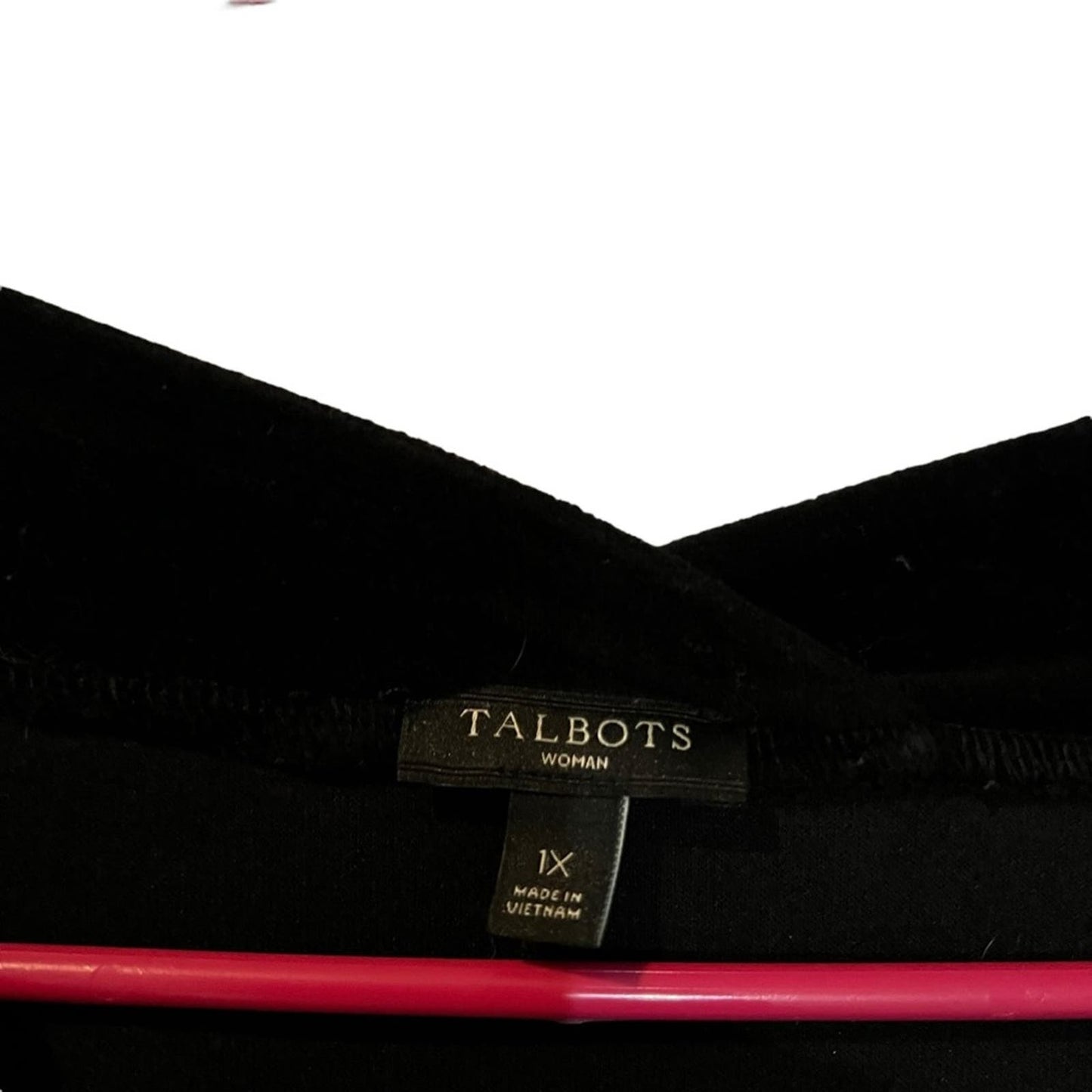 Talbots Black Luxe Velour V-Neck Top Size 1X