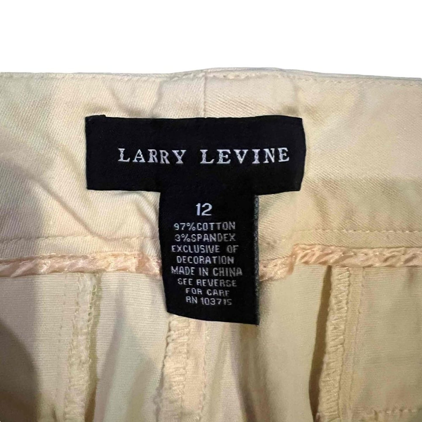 Larry Levine Pants Womens Size 12 Yellow Stretch Chino Capri Cuffed Hem