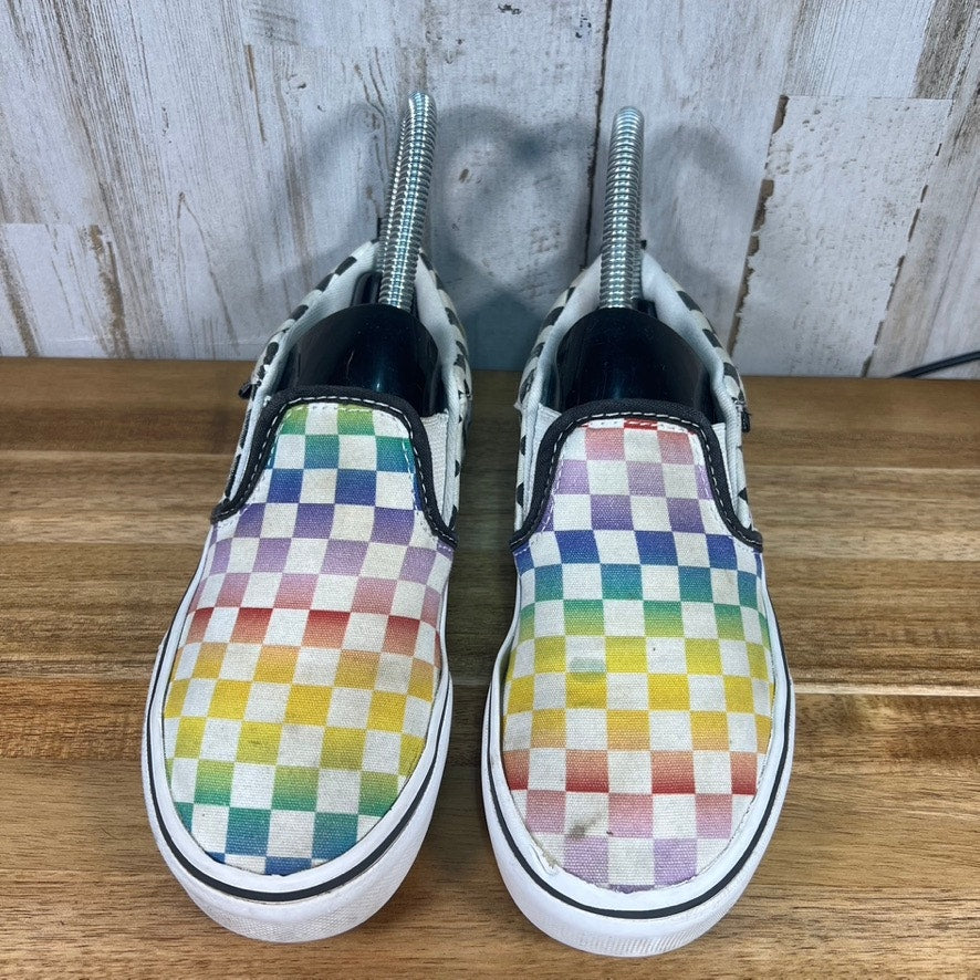 Vans Kids Missy Size 1.0 Rainbow Checkerboard Slip-On Sneakers