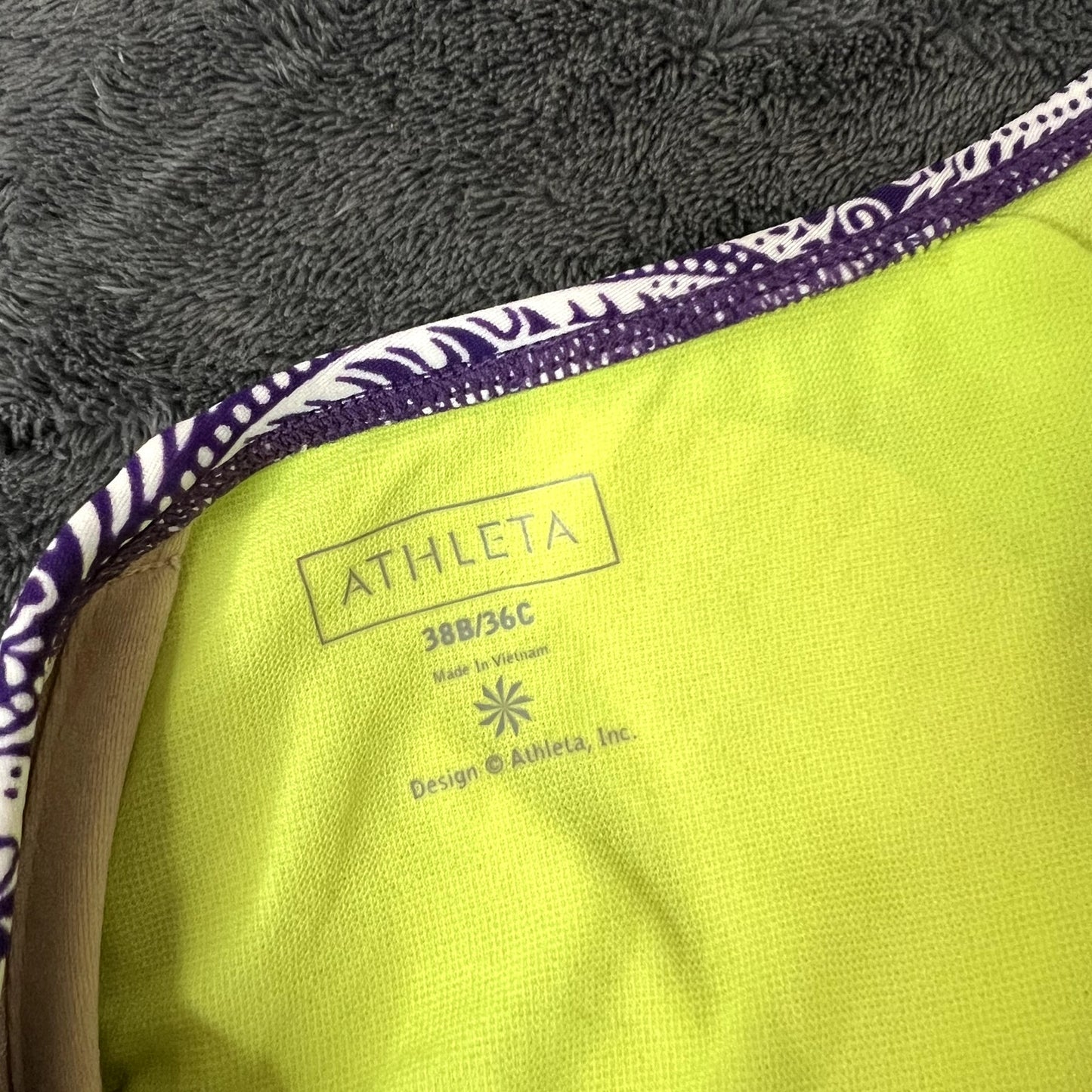 Athleta Purple Paisley Halter Padded Tankini Swimsuit Top 36B/34C