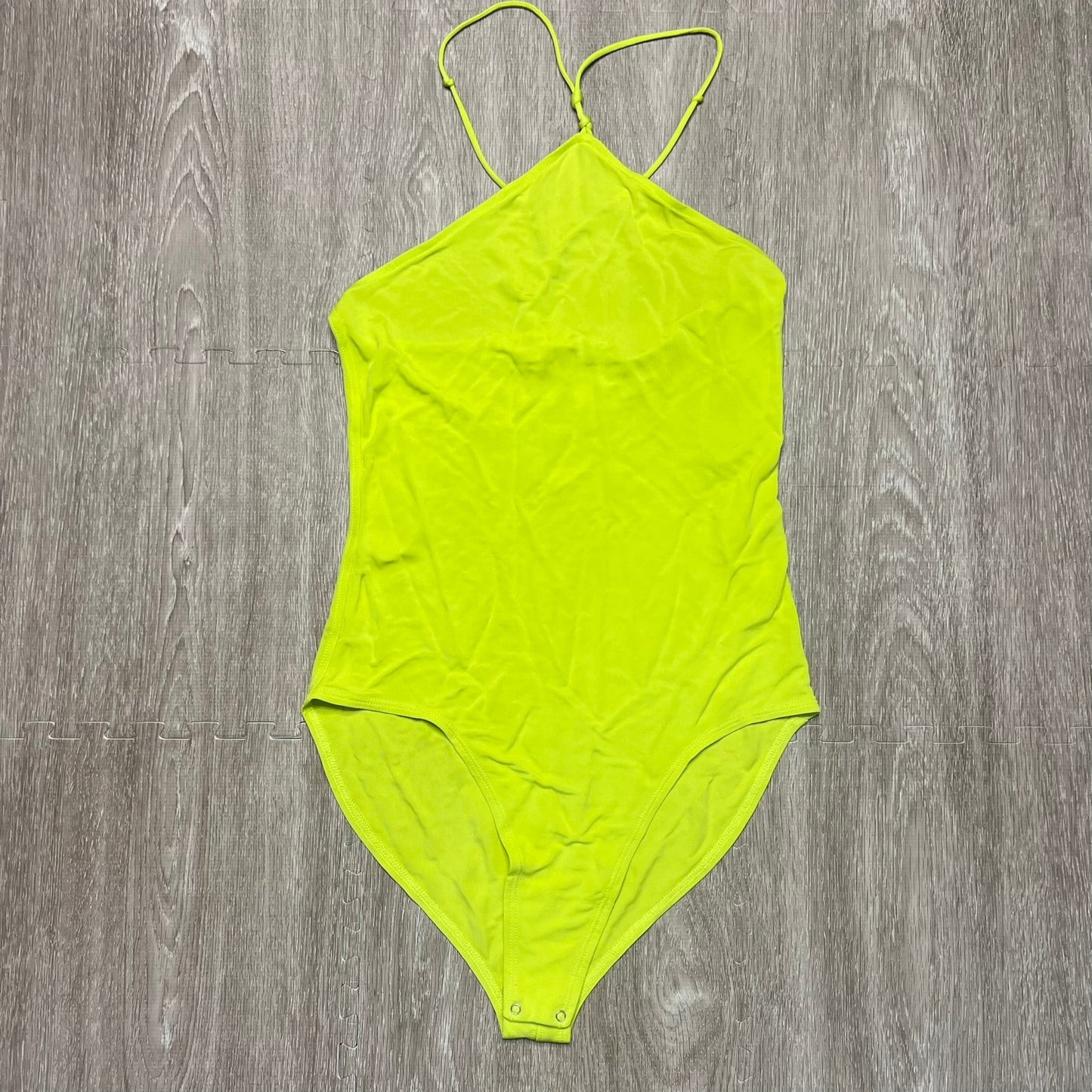 NWOT FRAME Women's Neon Yellow Spaghetti Strap Tank Bodysuit Size Medium