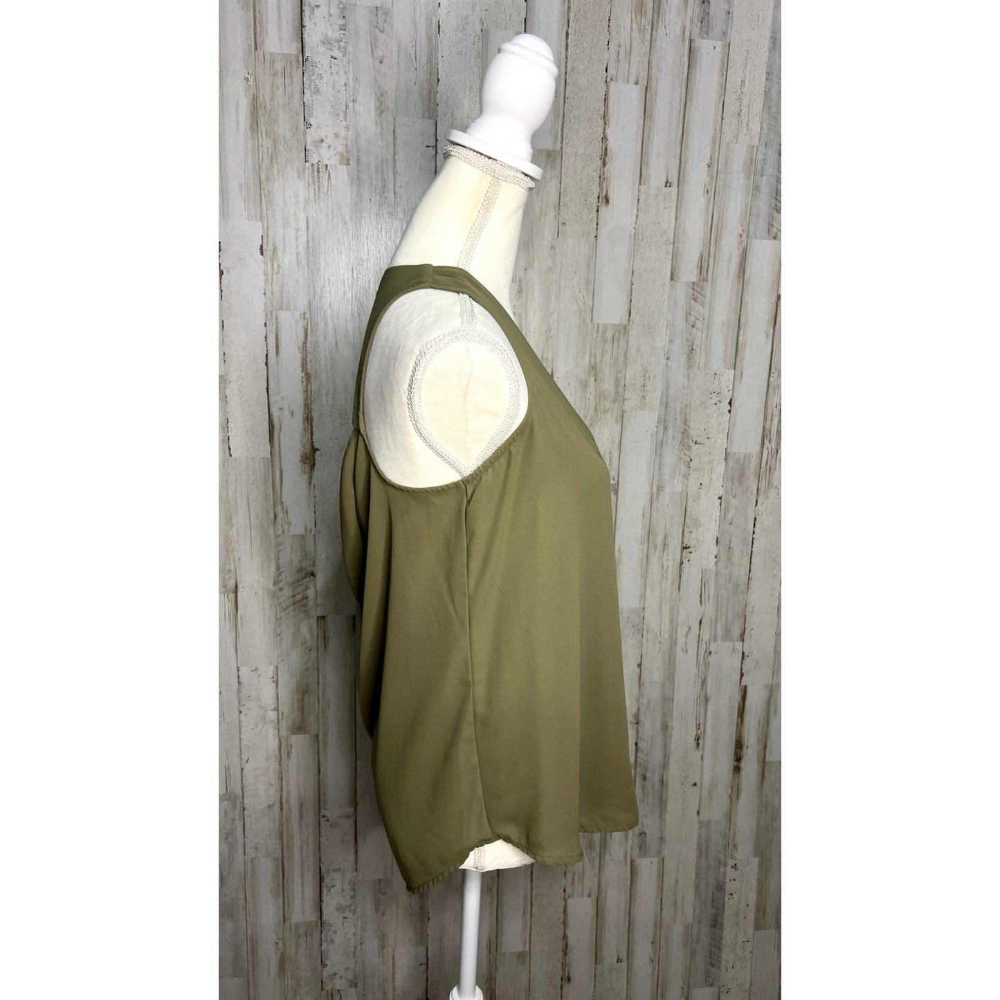 Banana Republic Women's Petite Sleeveless Blouse Olive Green Size Small