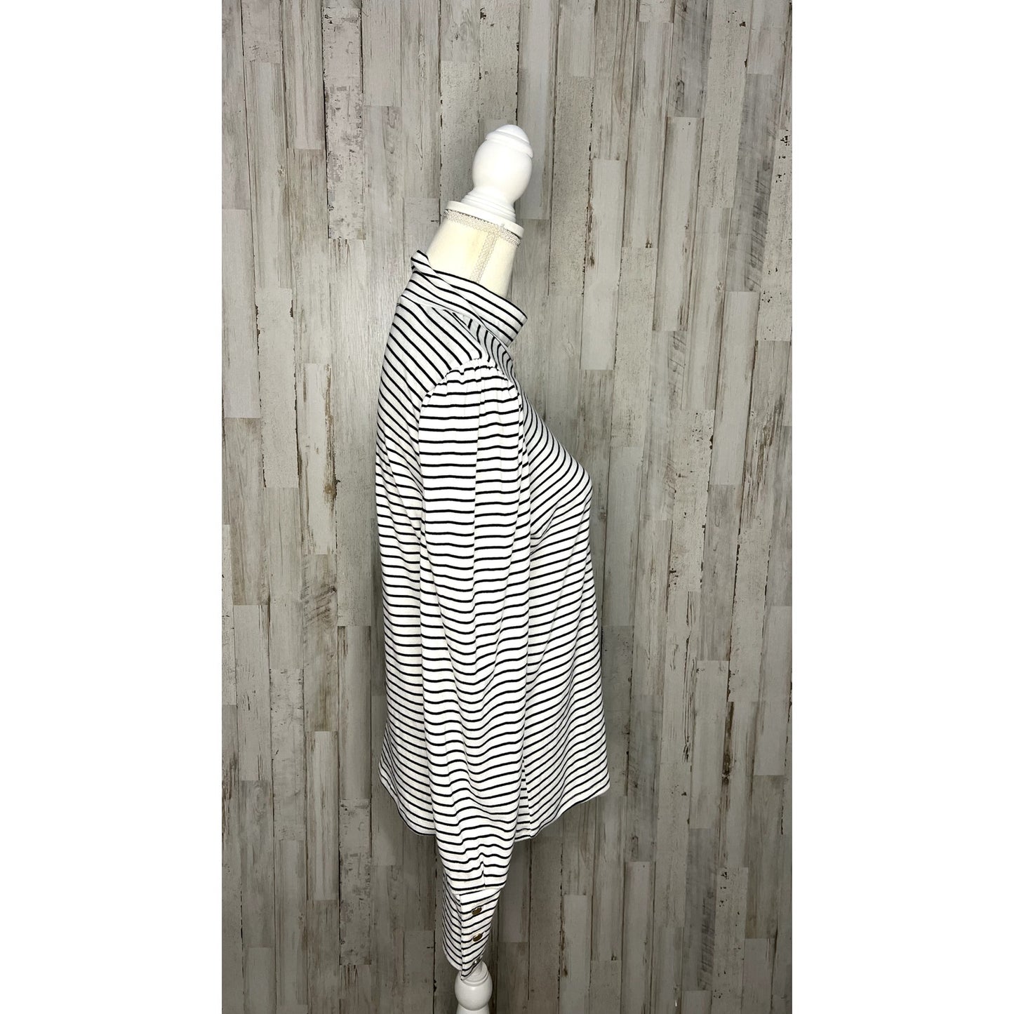 Draper James RSVP Women's Striped Mock Turtleneck Shirt White Large