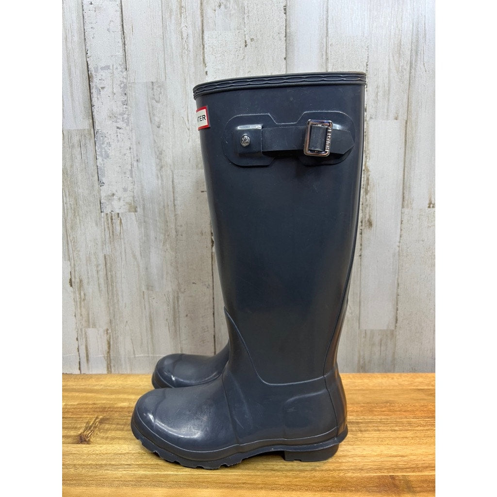 Hunter Women's Size 6 Original Tall Glossy Dark Gray Rain Boots