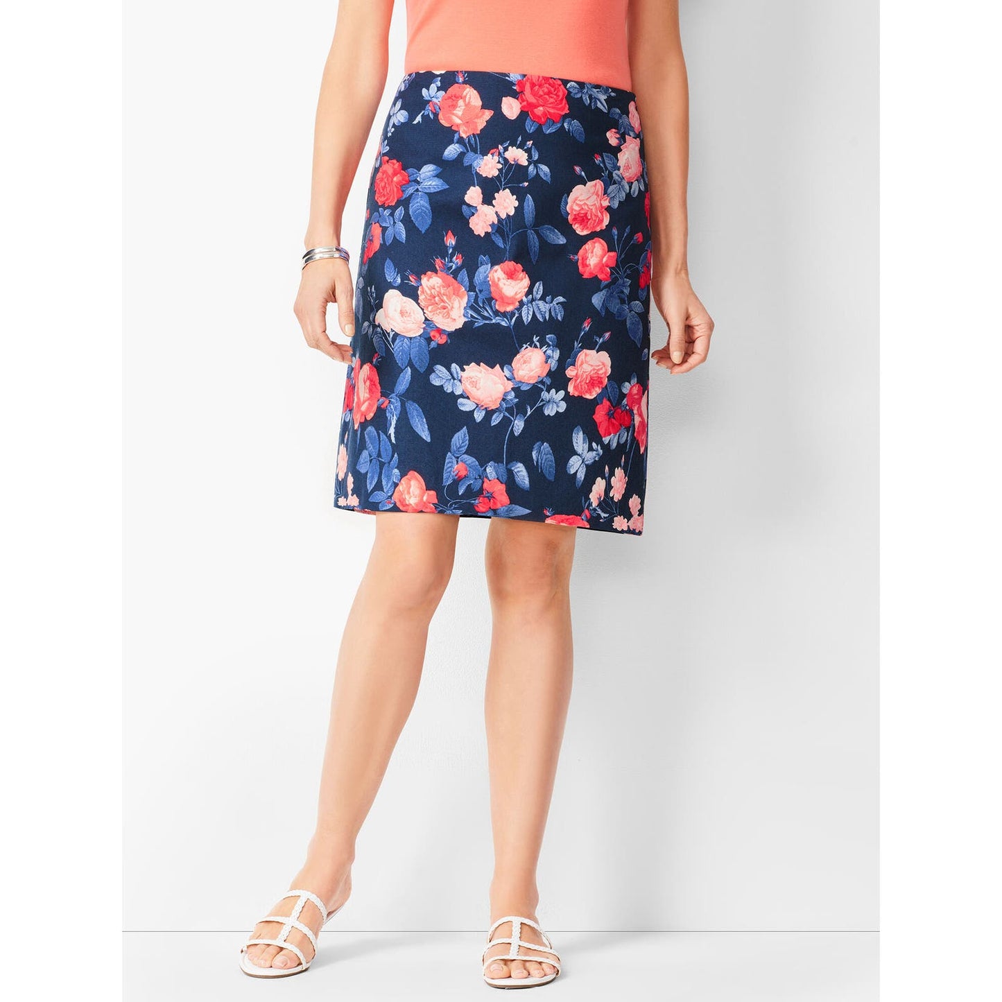 Talbots Petite Floral Canvas A-Line Skirt Women's Size 14P