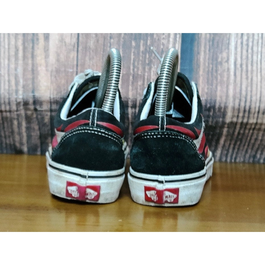 Vans Old Skool Flame Women's 5.5 Low Top Skate Black Red Yellow