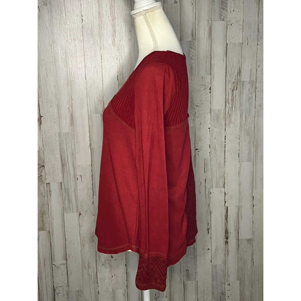 Miss Me Women's Red Lace Tunic Top Size Small Long Sleeve Casual