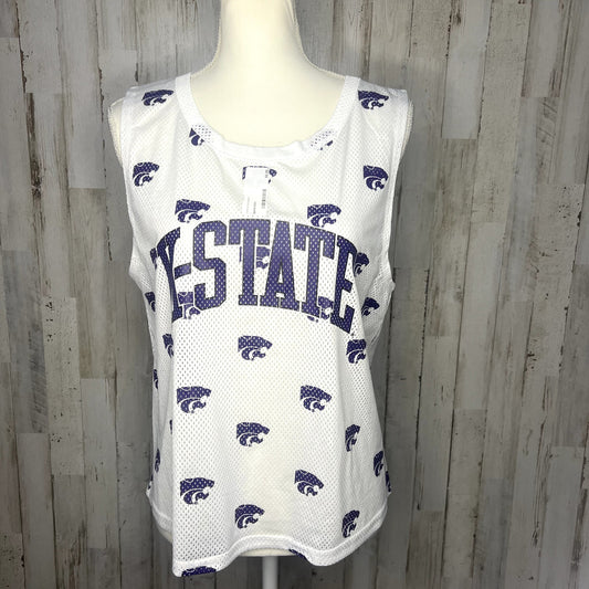 NWT NCAA Kansas State Wildcats Womens Medium White Mesh All Over Print Tank Top