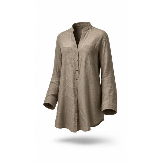 L'AGENCE Shirt Dress Womens Extra Smal Brown Taupe Knee Length Long Sleeve