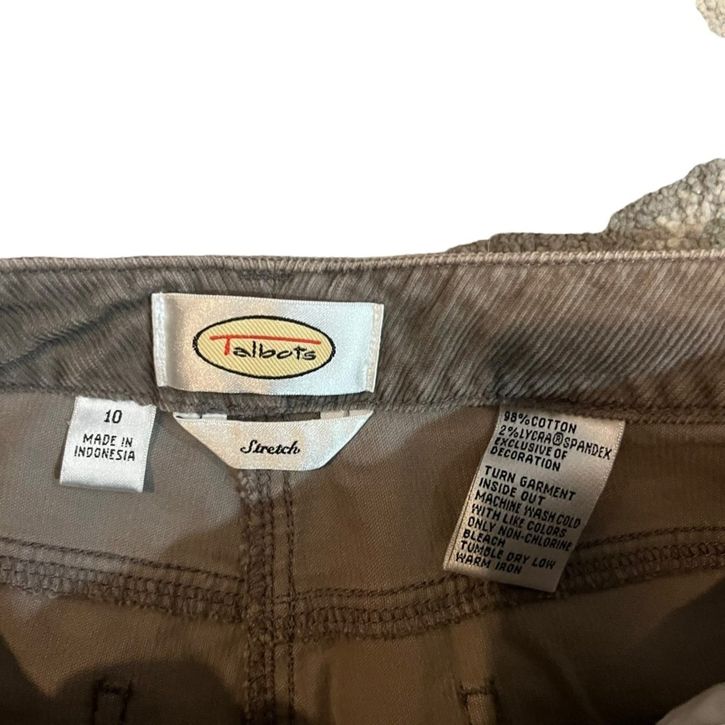 Talbots Light Brown Straight Leg Corduroy Pants Size 10