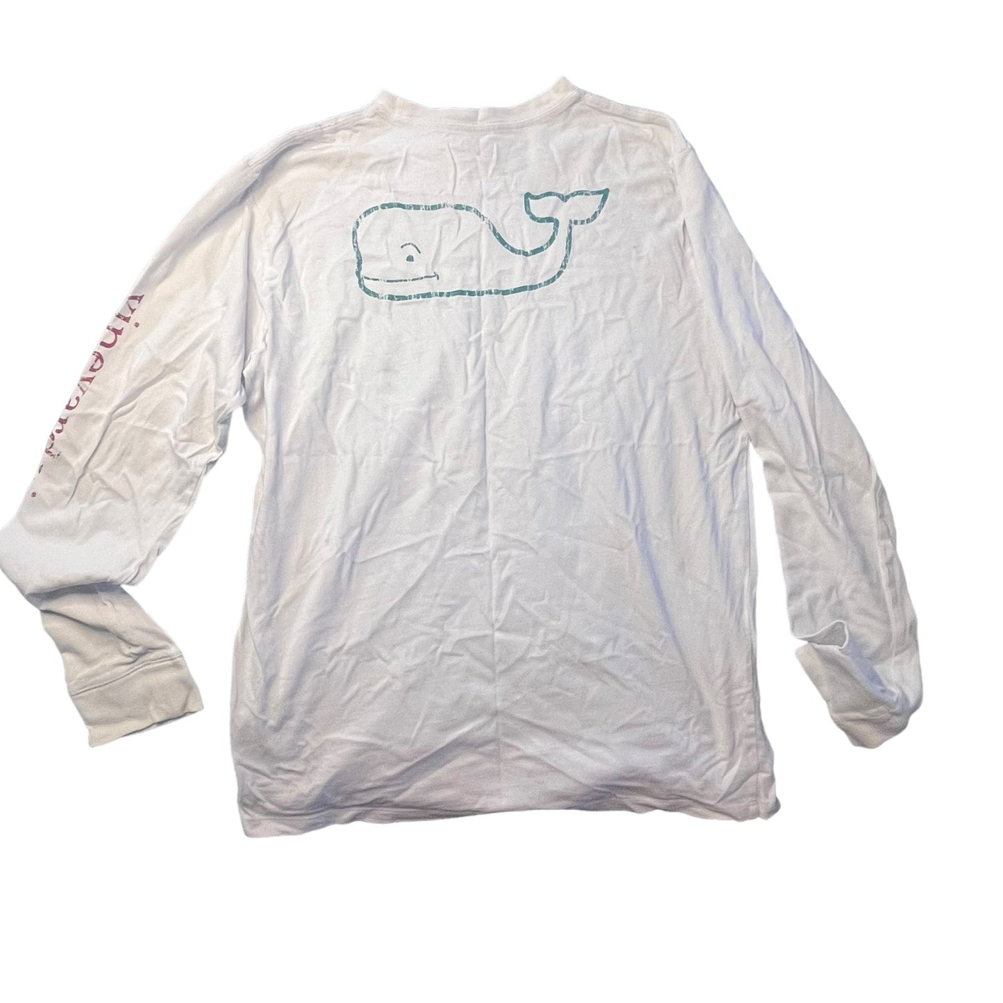 Vineyard Vines Kids XL Long Sleeve White/Red/Green Pocket Tee Crewneck T-Shirt