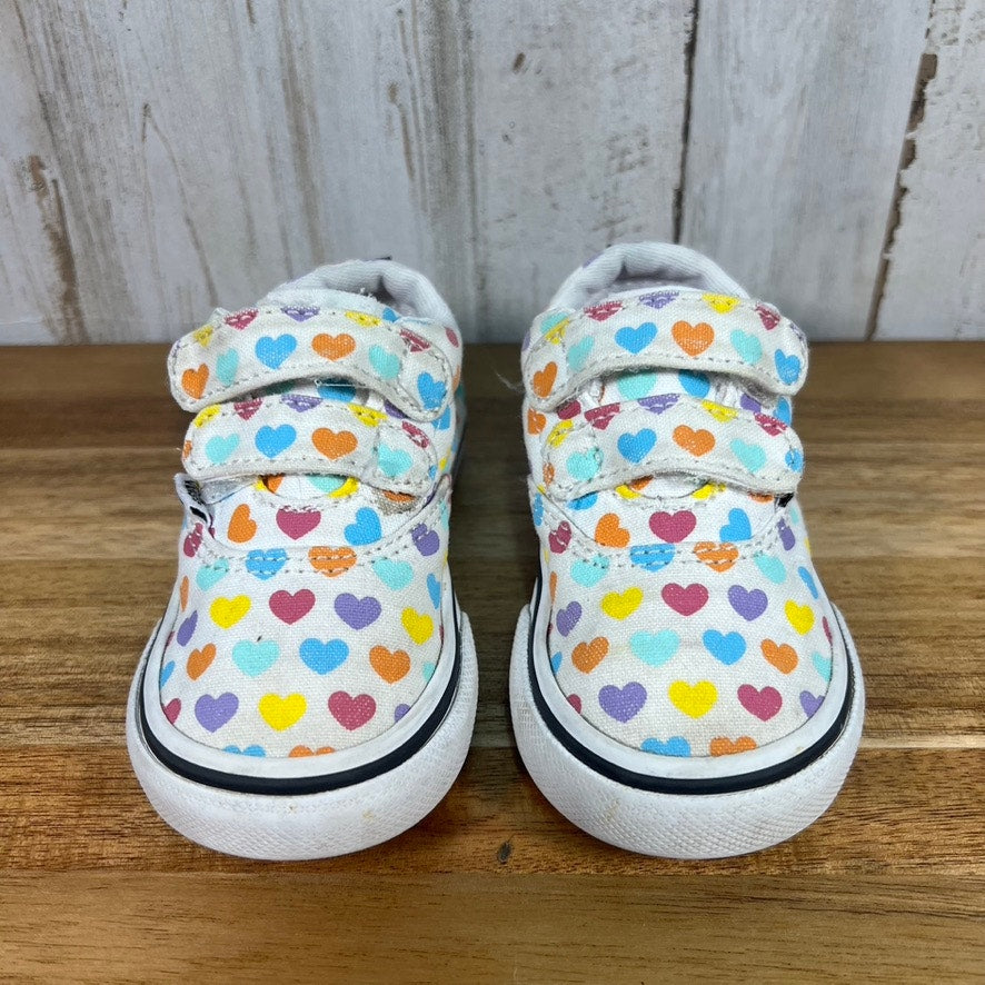 Vans Doheny V Toddler Size 4 Rainbow Hearts Velcro Skate Shoes