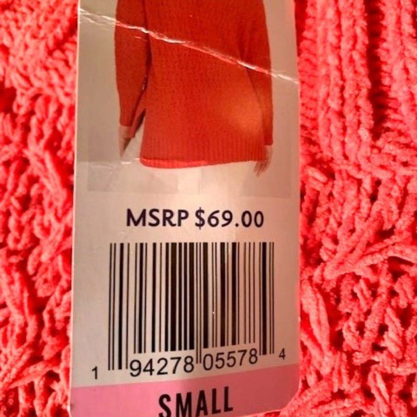 Seven 7 Chenille chunky coral sweater S NWT