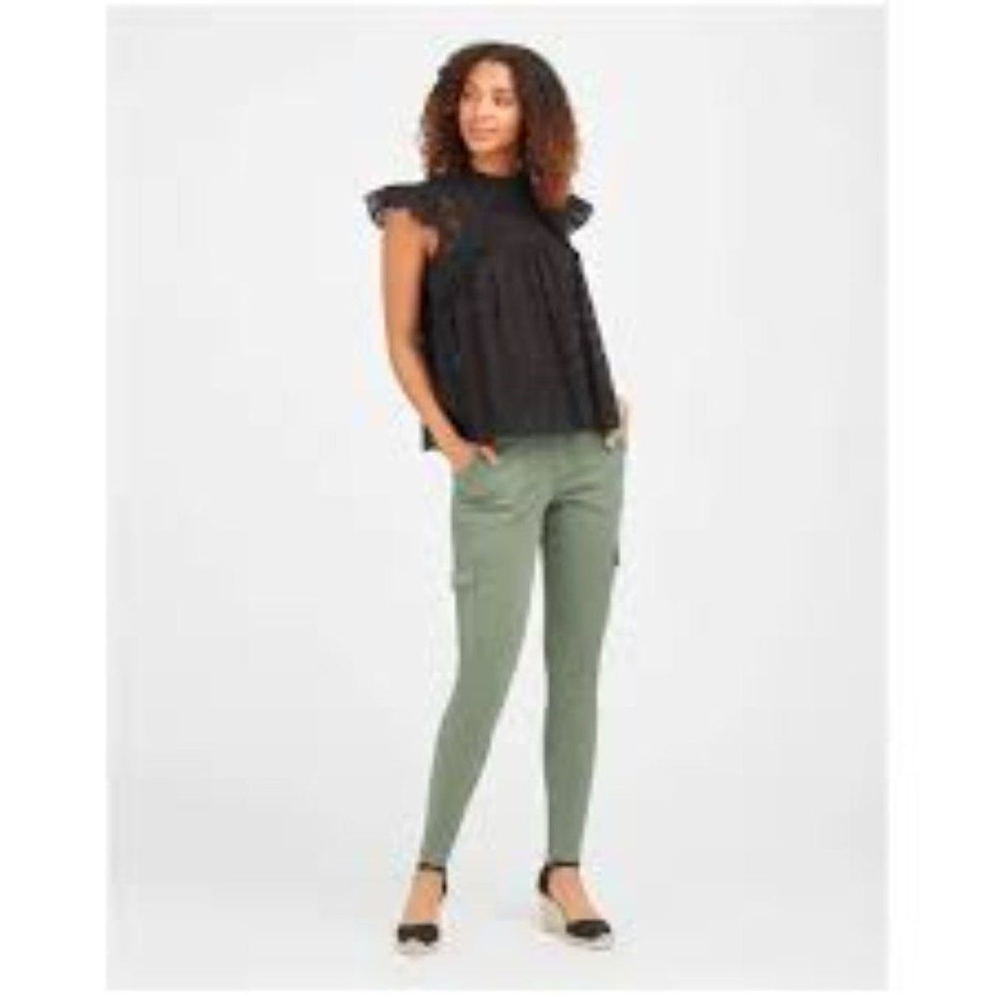 SPANX Cargo Pants Womens Small Green Utility Stretch Multi-Pocket Slim