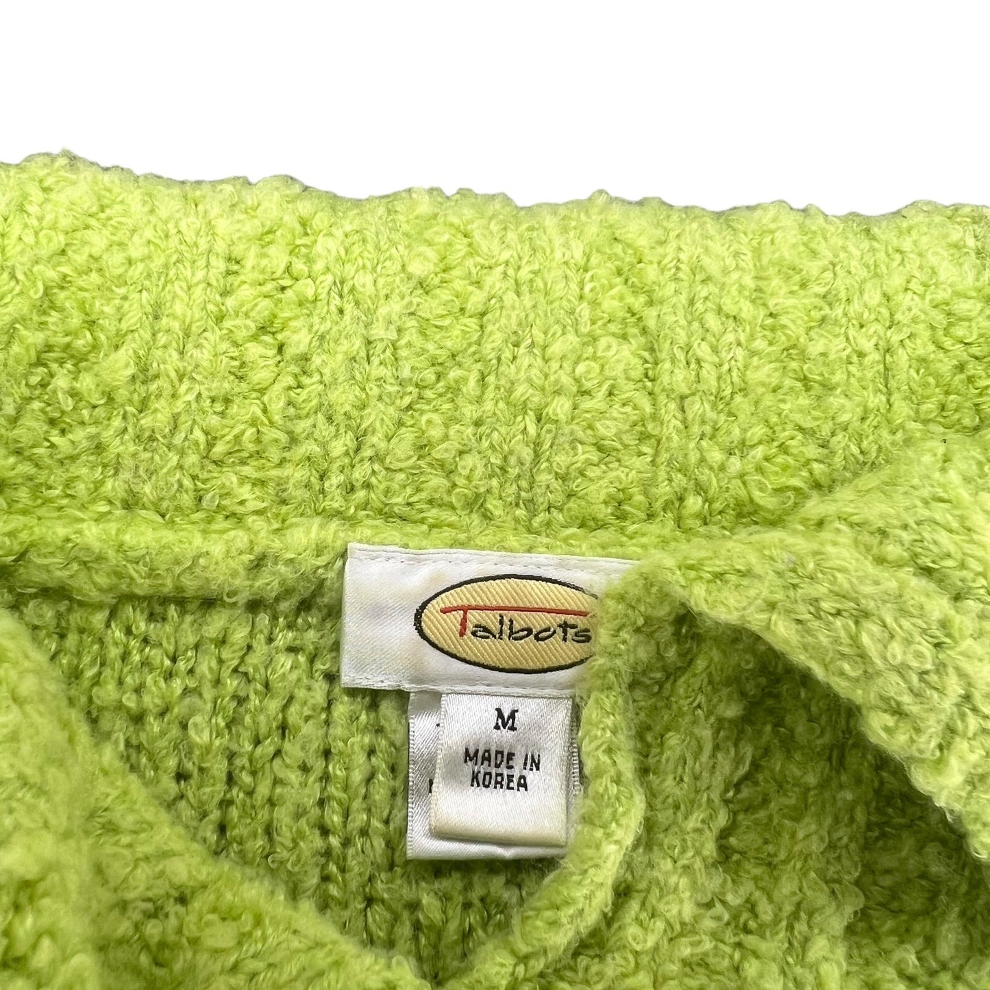 Vintage Talbots Women's Medium Lime Green Wool Blend Knit Pullover Sweater