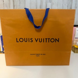 Louis Vuitton Orange Large Shopping Gift Bag Blue Ribbon Handles