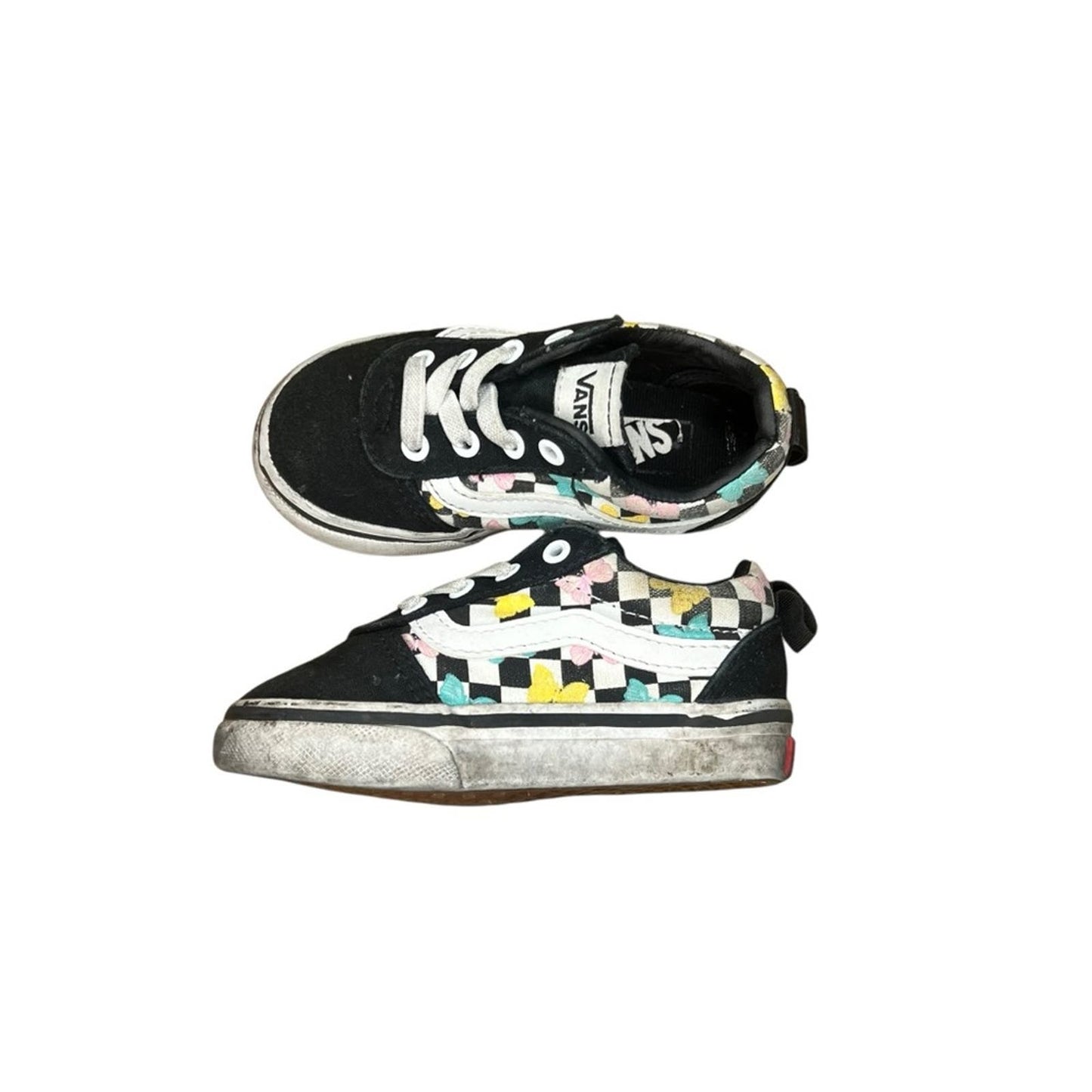 Vans Authentic Ward Slion-On Butterfly Checkerboard Sneakers Toddler Size 6.0