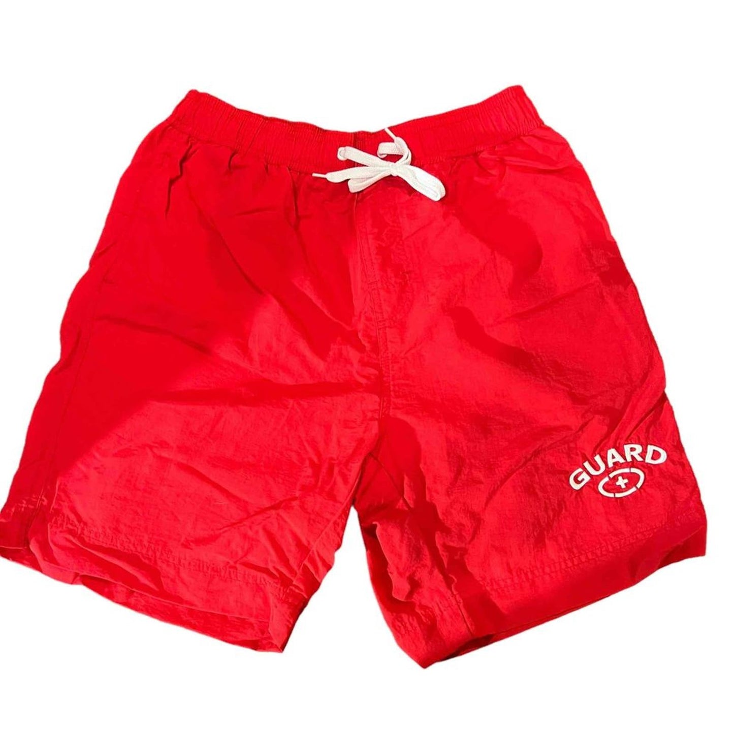 Adoretex Red White Drawstring Logo Lifeguard Swim Trunks Size Medium