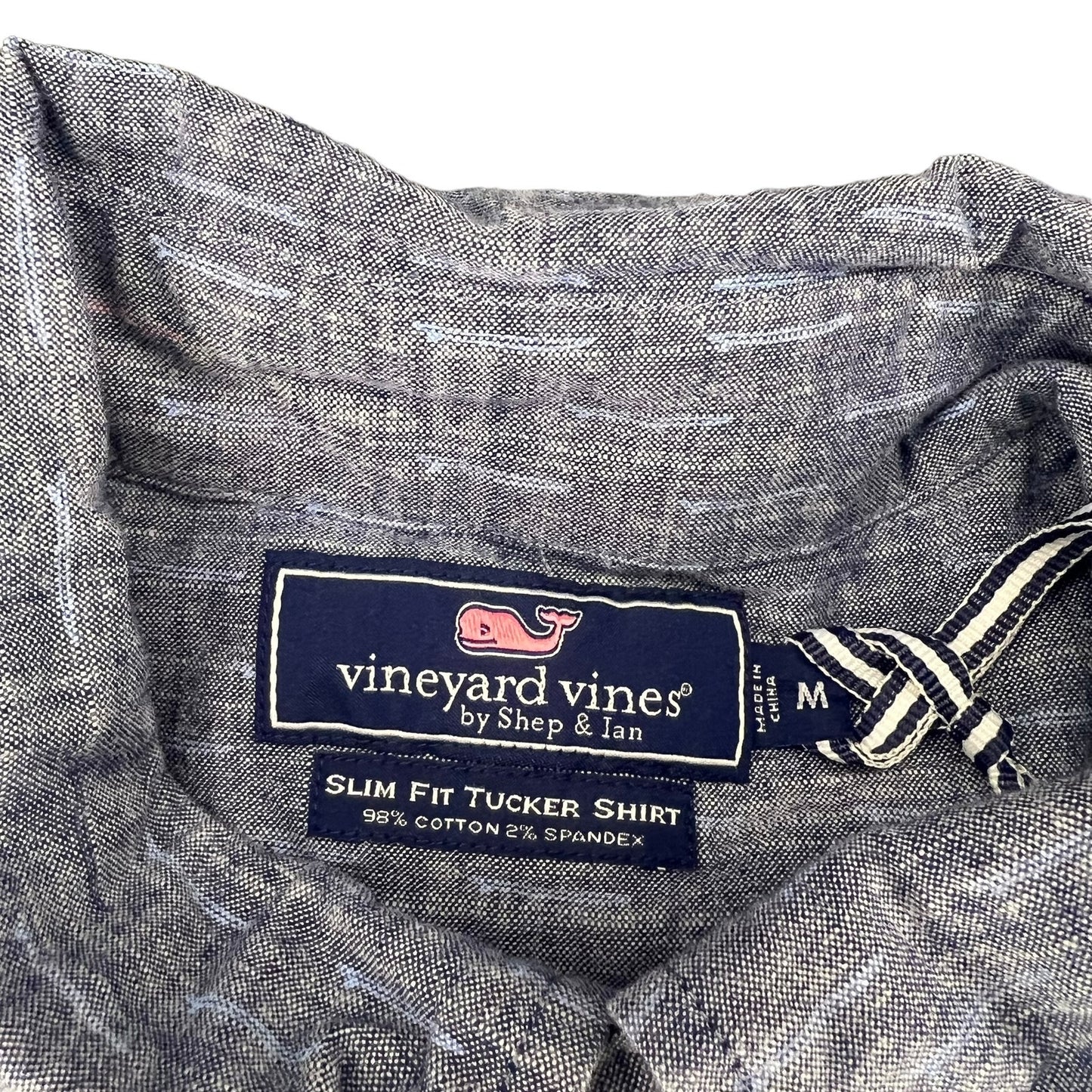 Vineyard Vines Men's Medium Gray Slim Fit Tucker Shirt Short Sleeve Button Down