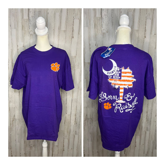 NWT Clemson University 'Born & Raised' Purple Short Sleeve T-Shirt Men's Size XL