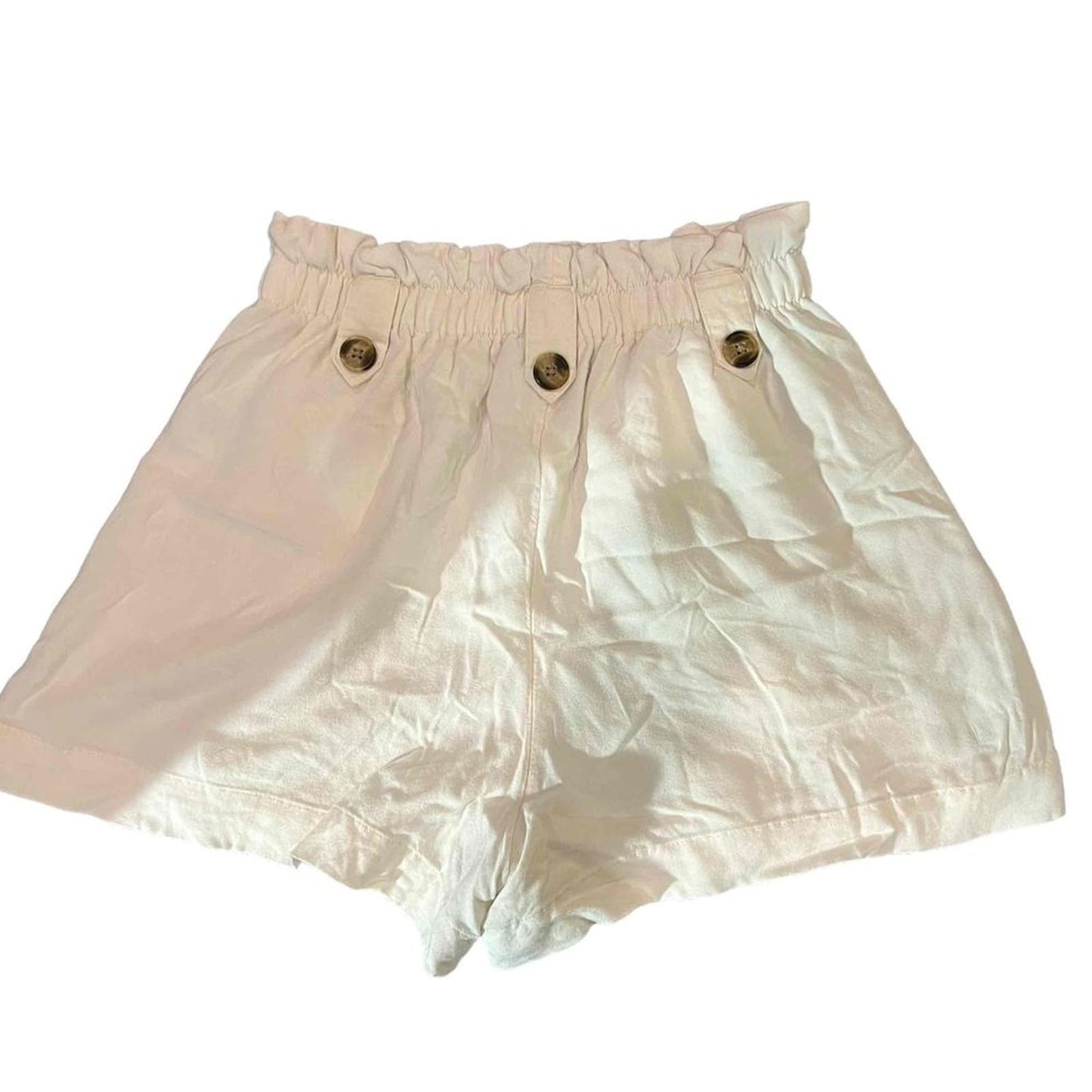 American Eagle Women’s White Elastic Waist Button Detail Paperbag Shorts Size XS