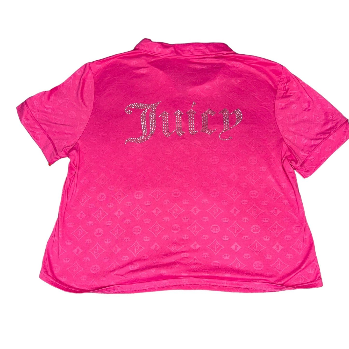 Juicy Couture Women's XK Pink Short Sleeve Glitter Beaded Logo Pajama Top