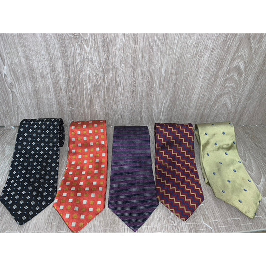 Lot of 5 Vintage Jos. A Bank Corporate Collection Men's Ties Geometric Patterns