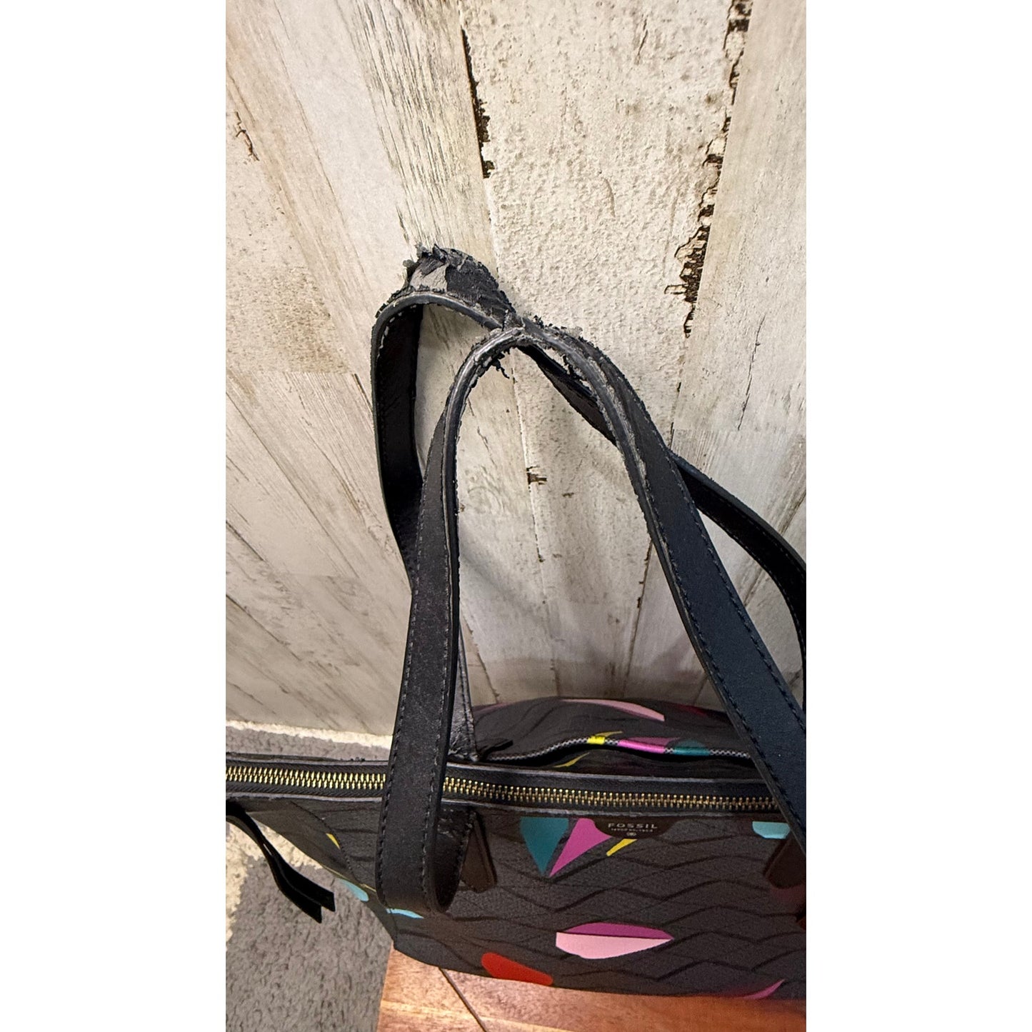 Fossil Sydney Tote Bag Geometric Multicolor Design Women's Handbag