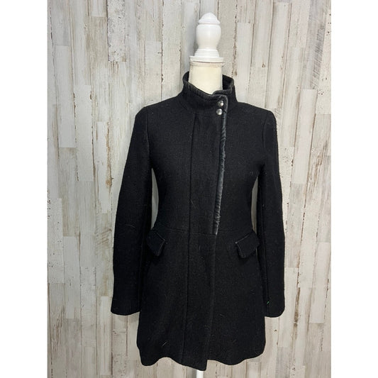 Banana Republic Women's Black Wool Blend Overcoat Size 0 Petites