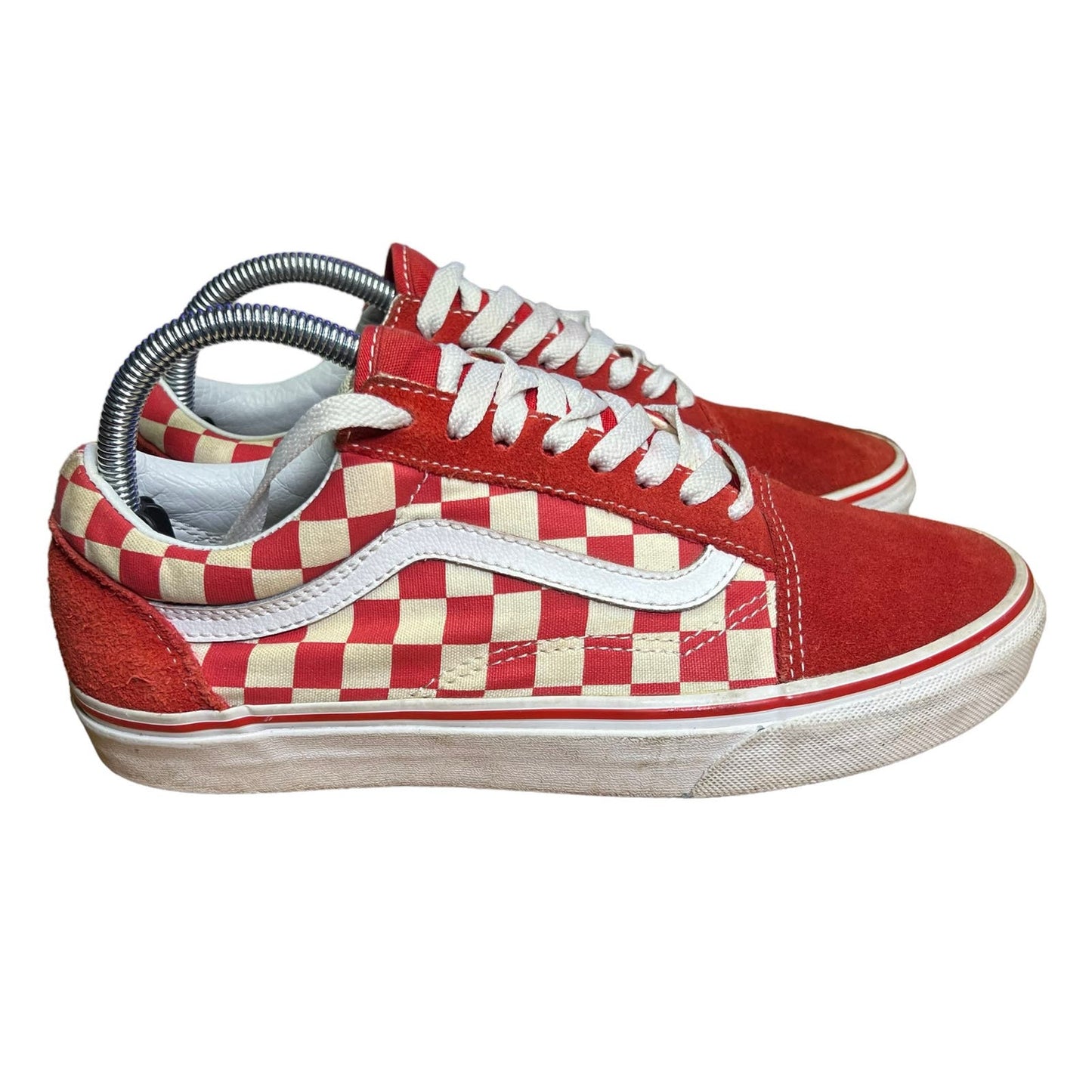 VANS Old Skool Primary Red/White Checkerboard Unisex Sneakers M7.0/W8.5