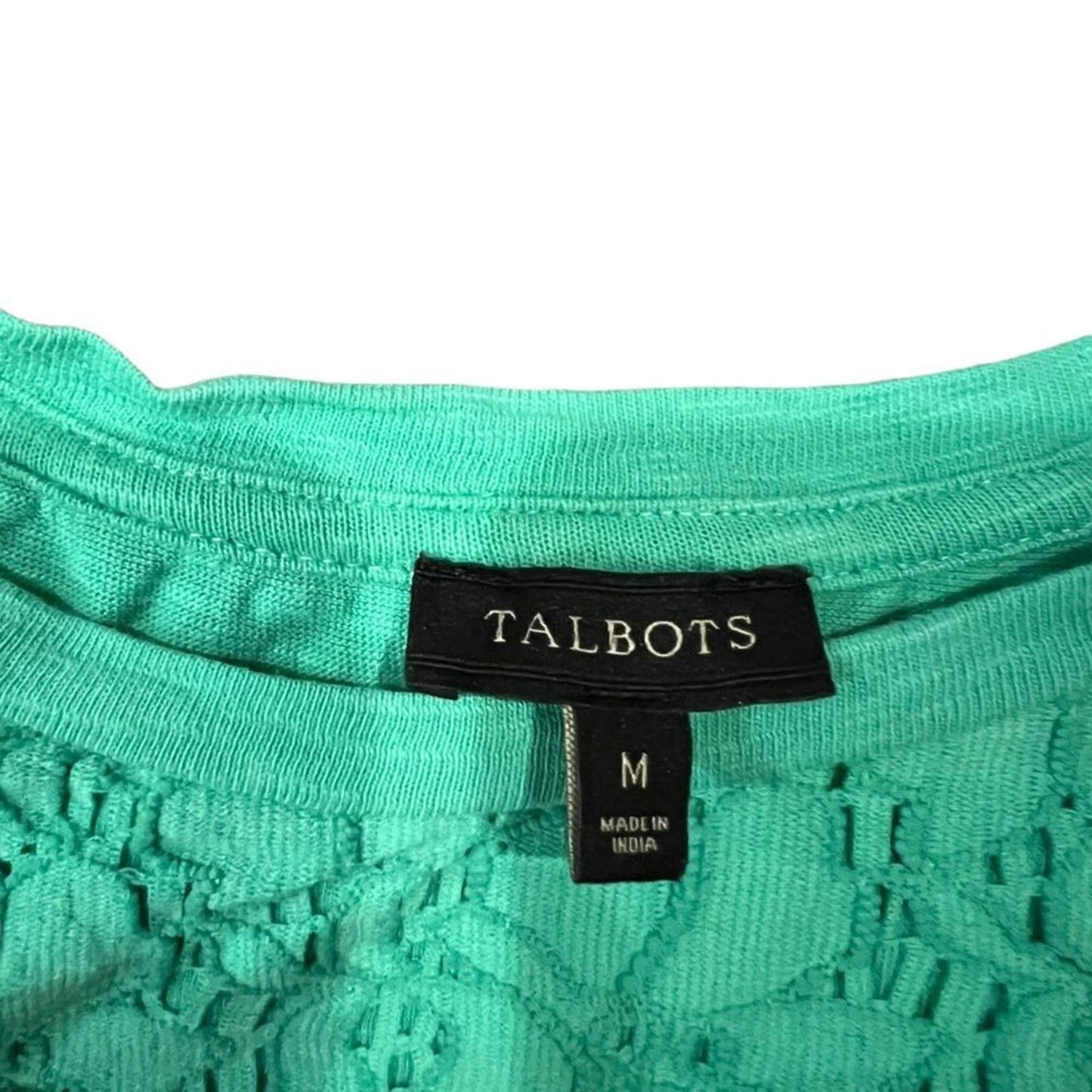 Talbots Green Lace Front Short Sleeve Short Size Medium