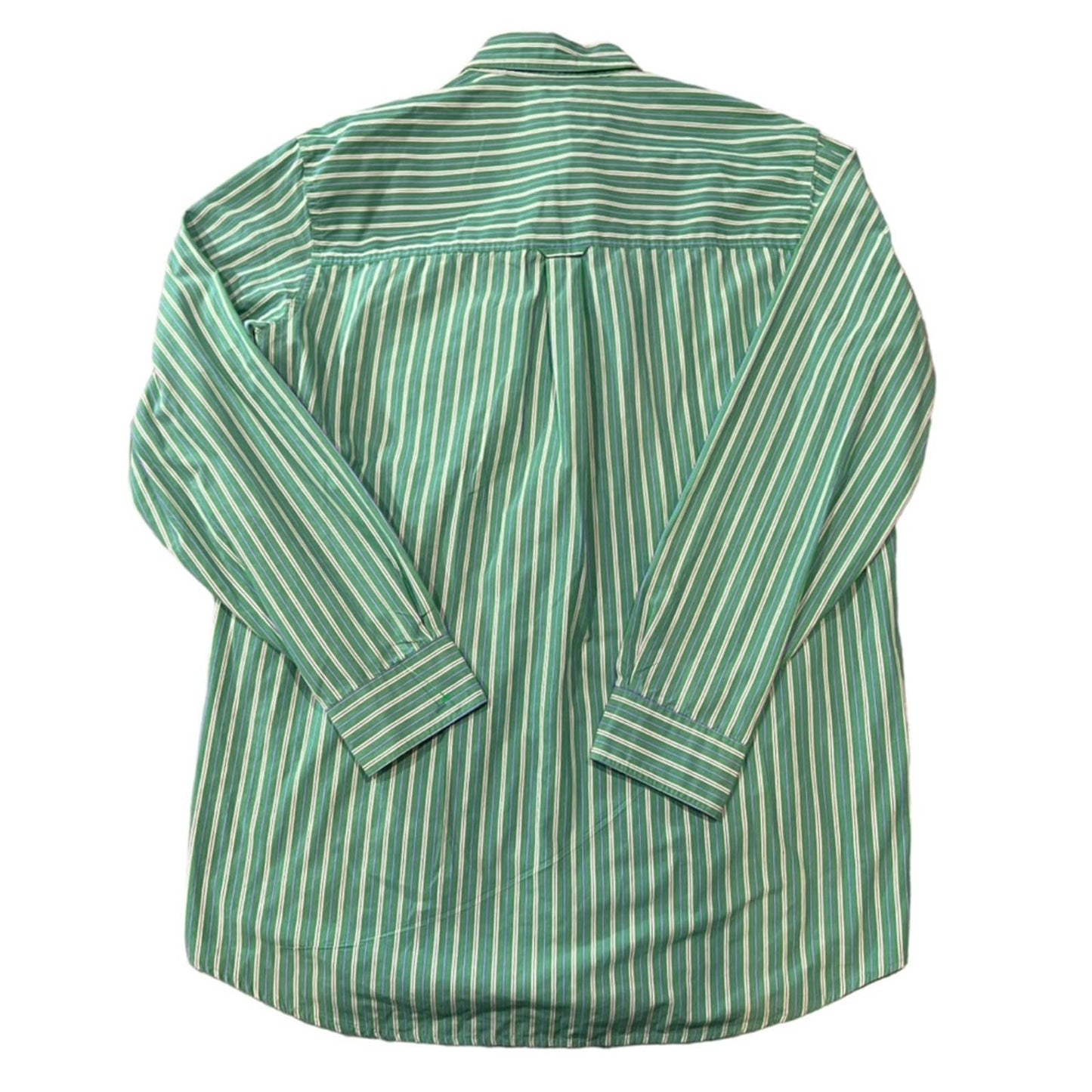 Chaps Easy Care Men's Green & White Striped Button Down Size Large Tall (LT)