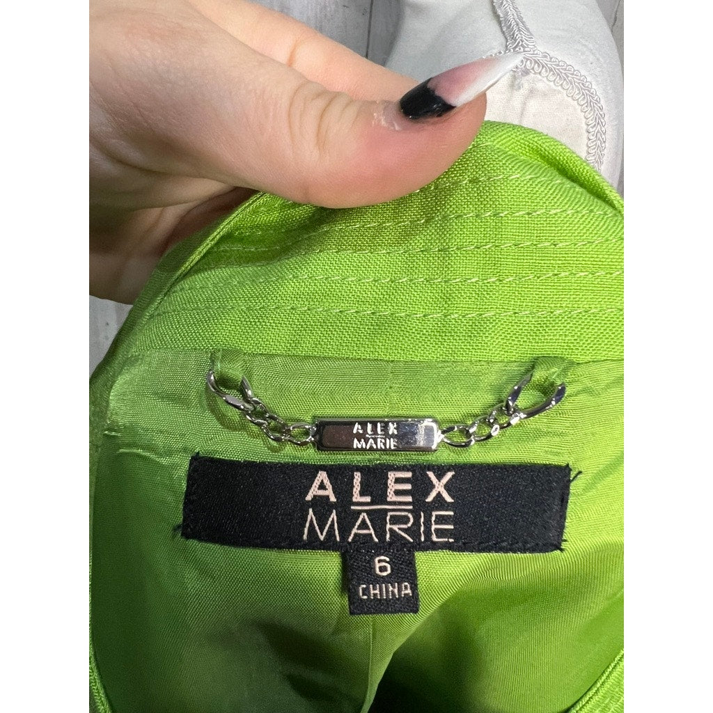 Alex Marie Women's Lime Green Jacket Silver Buttons Size 6 Casual