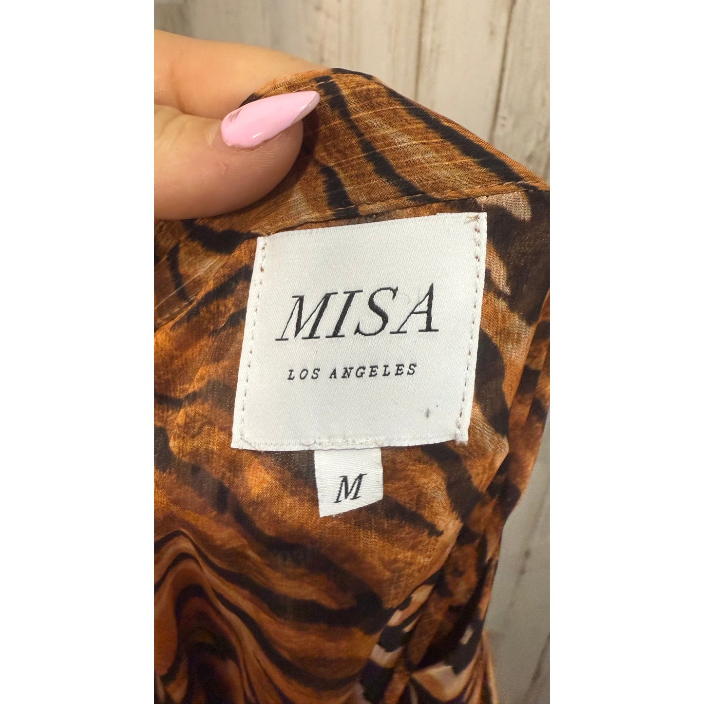 Misa Los Angeles Tiger Print Mini Dress Multicolor Long Sleeve Medium