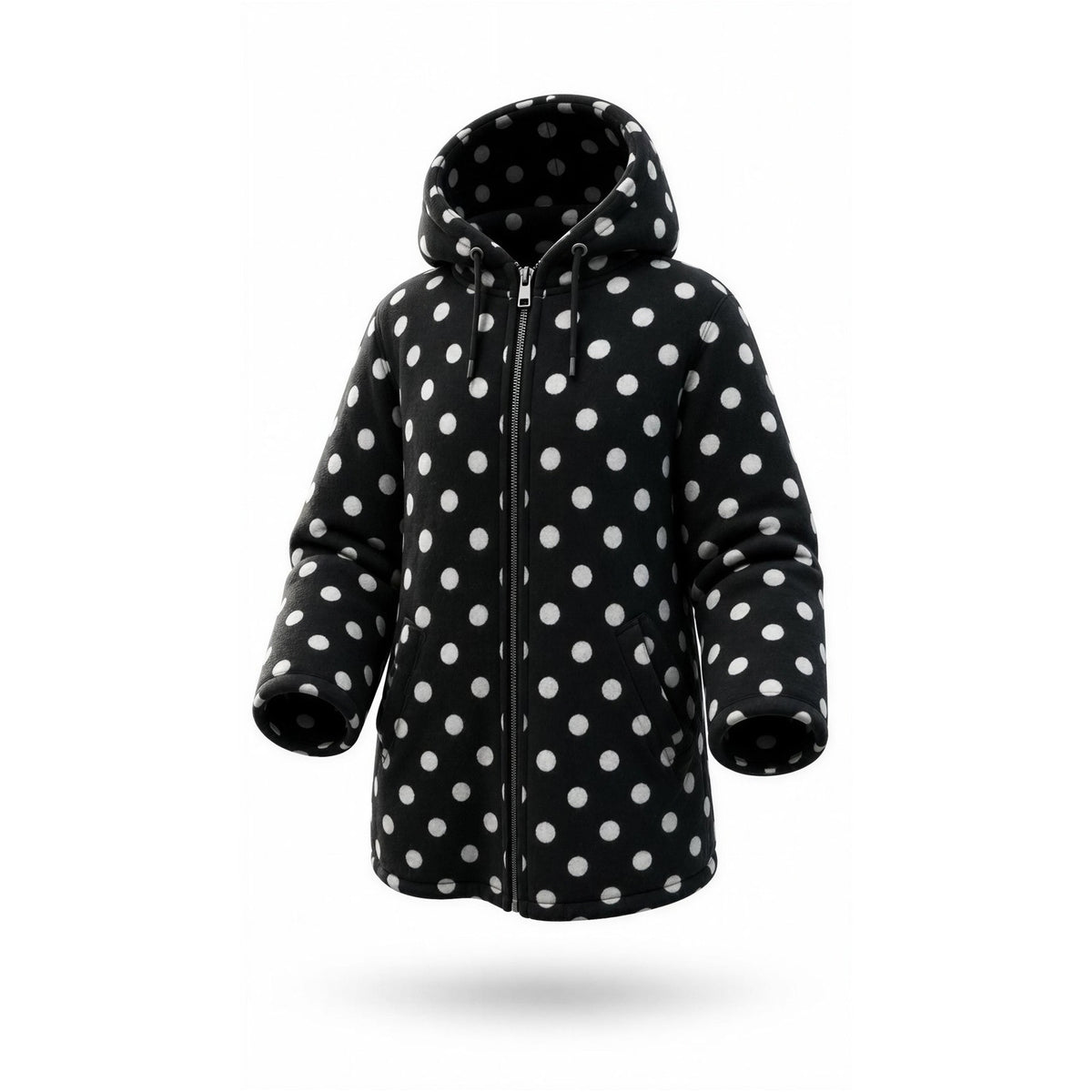 NWT Field Flower Medium Black & White Polka Dot Full Zip Knit