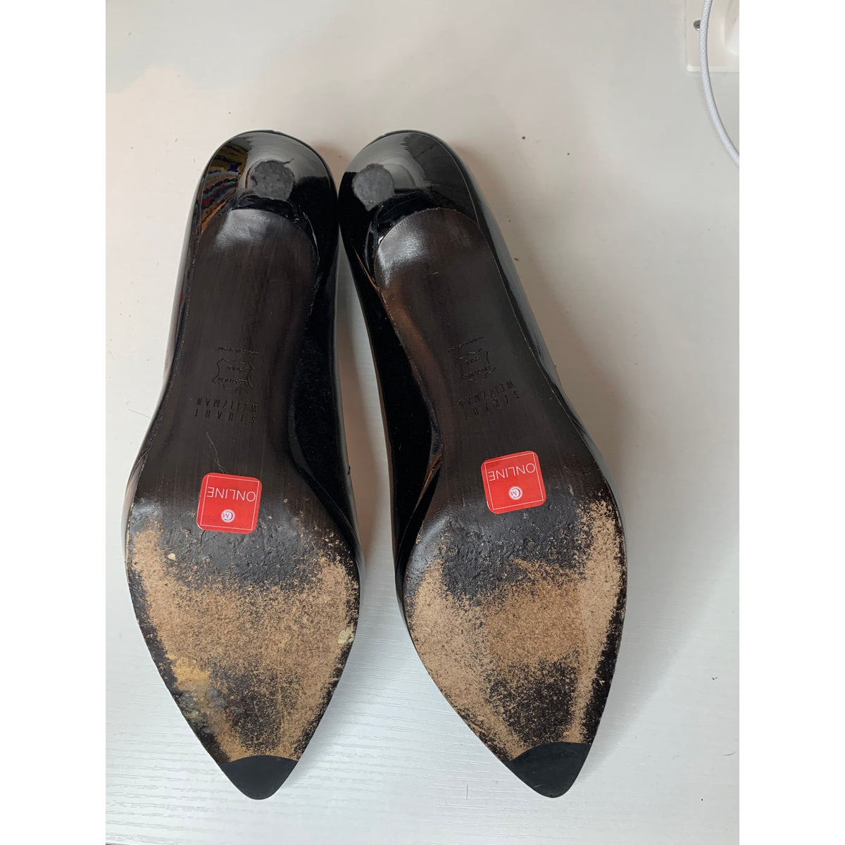 Stuart Weitzman Black Patent Leather Pumps Womens Size 10 Pointed Toe High Heel